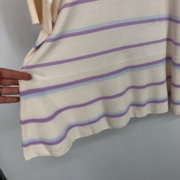 Loft Womens Sweater Top Size XXL White Cream Stripe Short Sleeve Soft Knit NEW - Picture 5 of 11